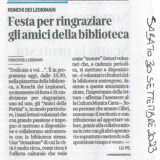 articolo festa amici biblioteca su il piccolo 30/09/23
